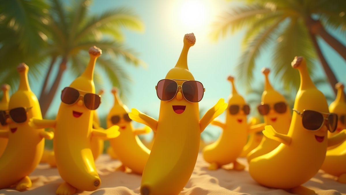Bananes dansant à une fête tropicale.