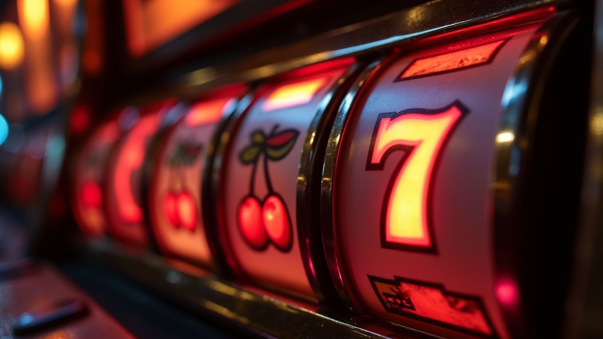Klassische Spielautomaten-Symbole wie Kirschen und die Zahl 7.