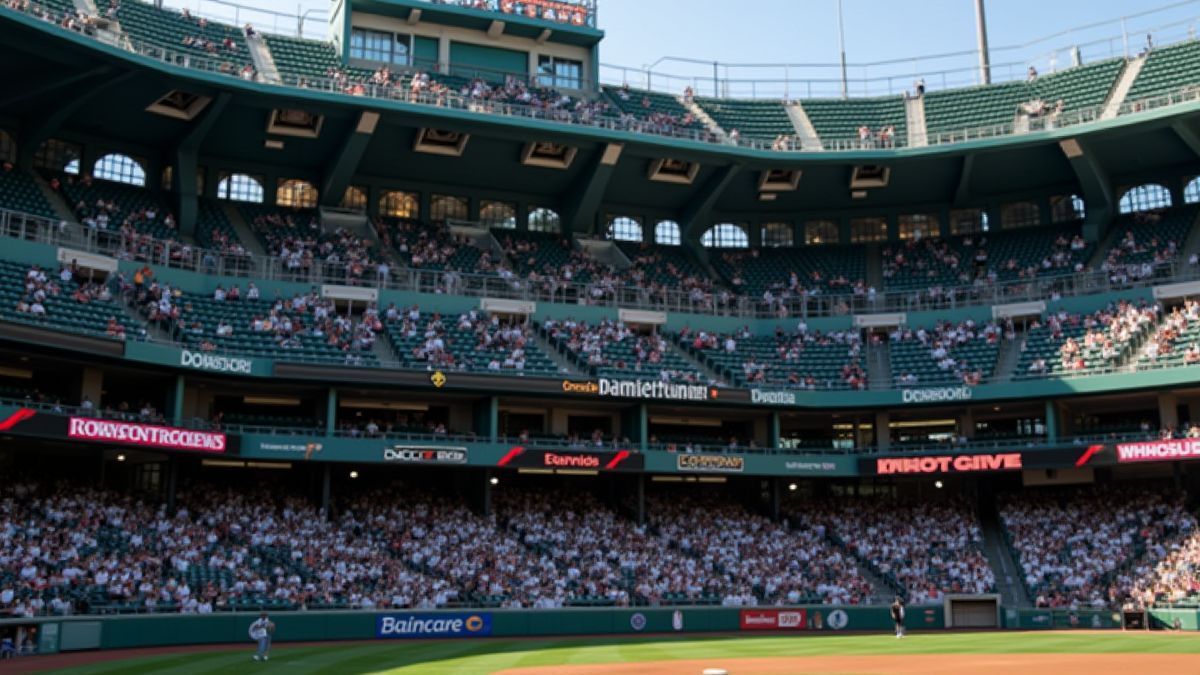 Un tableau de score de baseball avec des chiffres dans un stade.