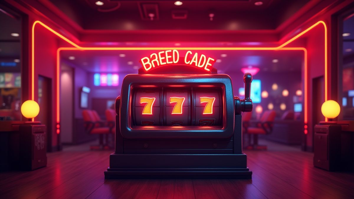Retro casino environment with lights and classic symbols.