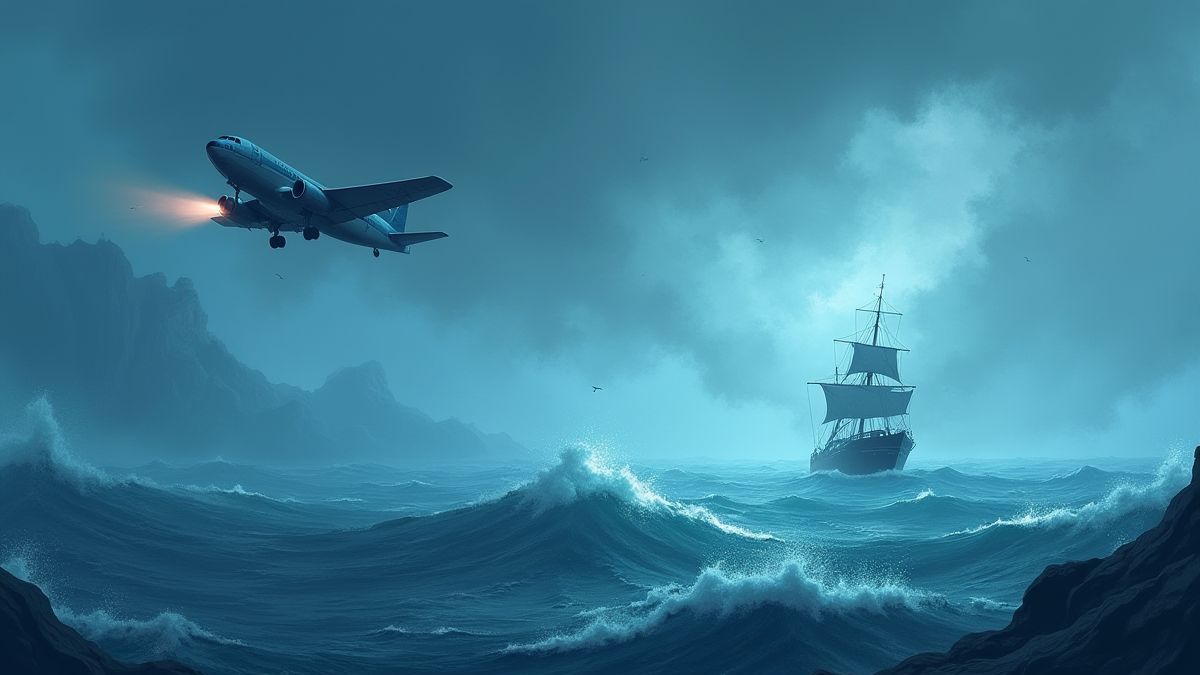 Een vliegtuig en een schip die verdwijnen in een mysterieuze oceaan.