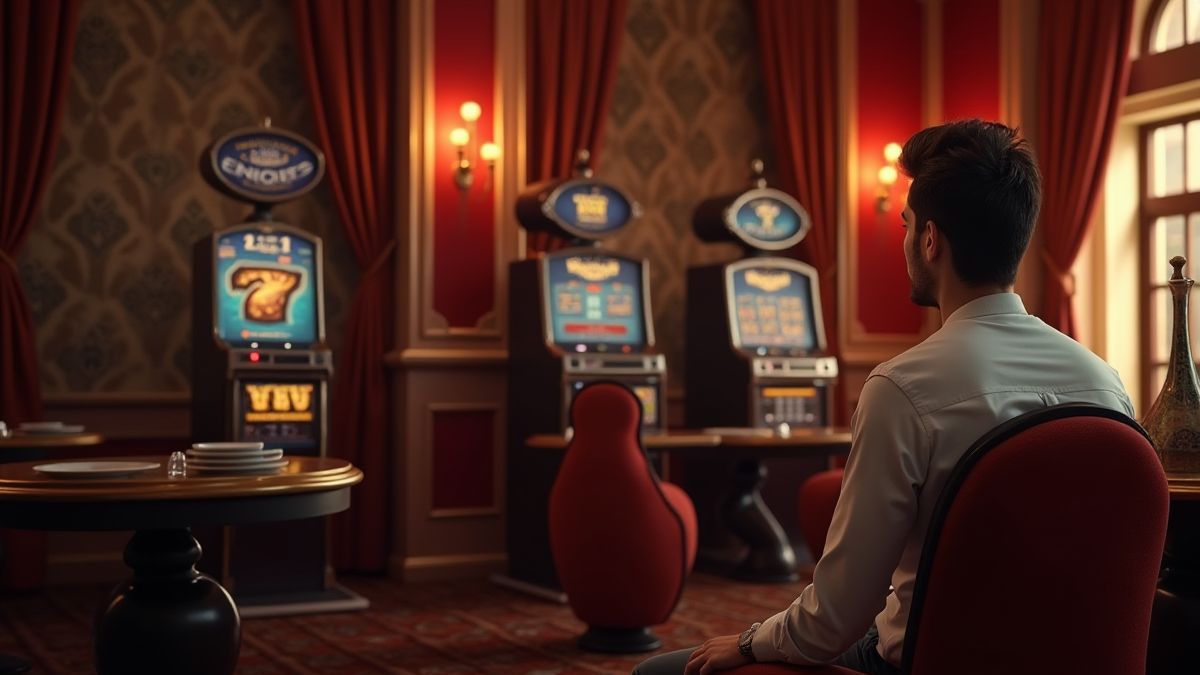 Player enjoying a slot in a luxury room.