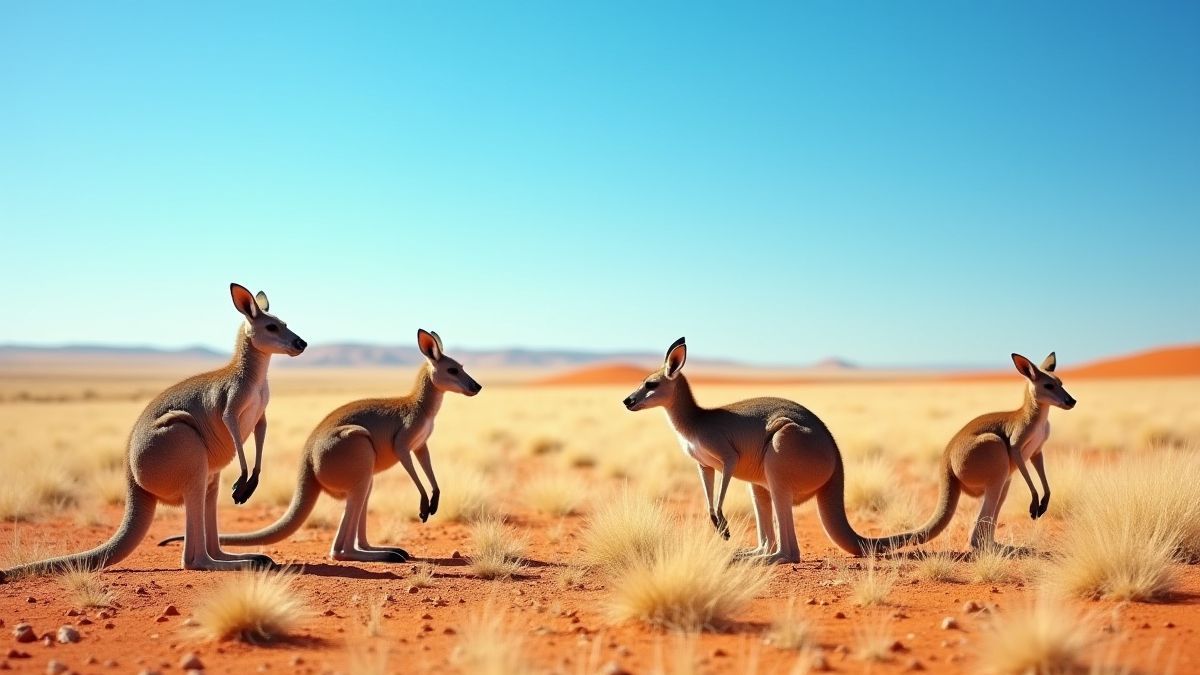 Outback landscape with wild animals