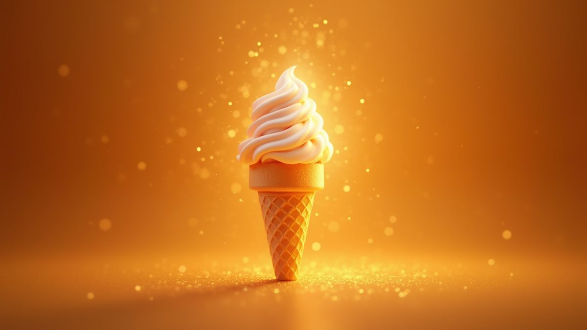 Een glanzende ijsco met een gouden achtergrond.