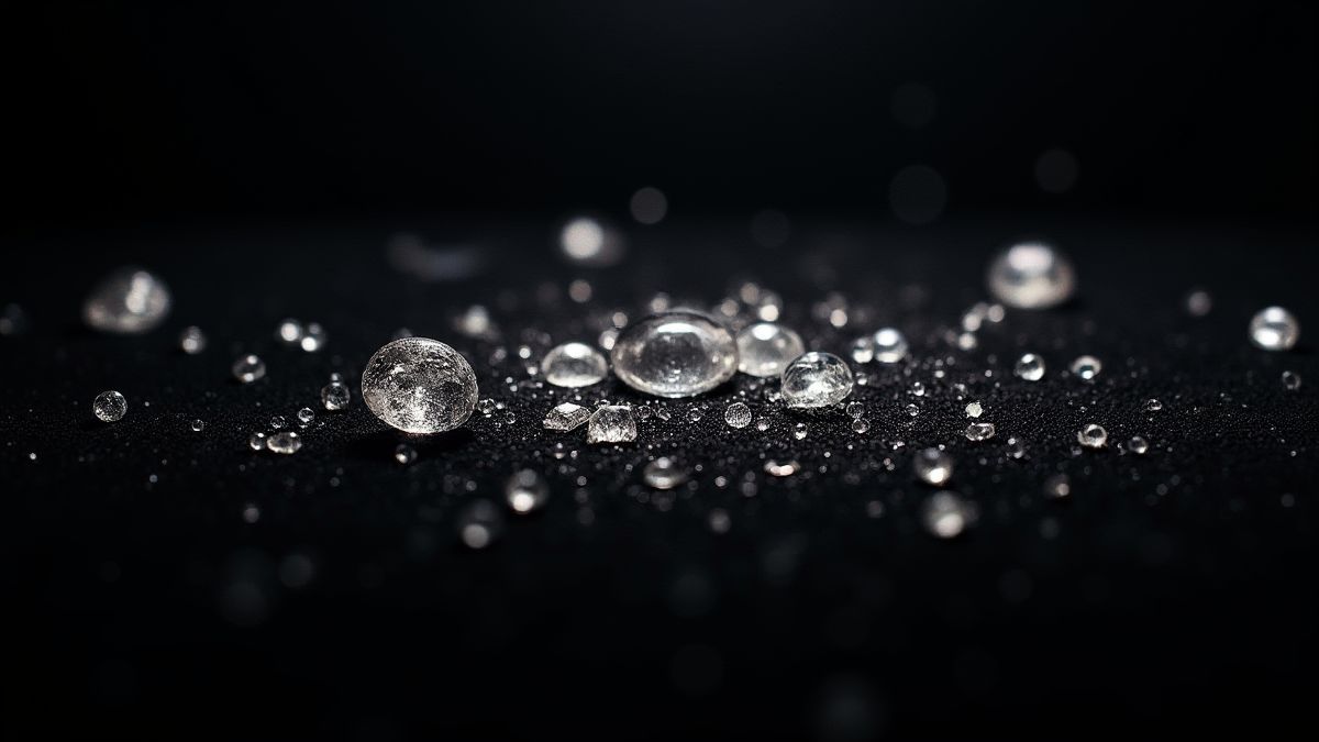 Piedras preciosas brillantes sobre un fondo de terciopelo negro.