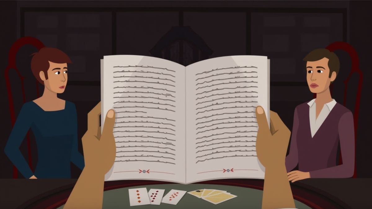 Player reading a blackjack strategy guide.