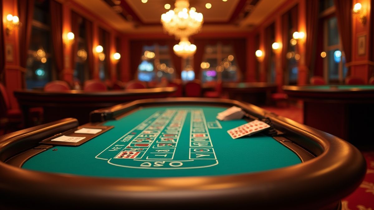 Blackjack table in an elegant casino environment
