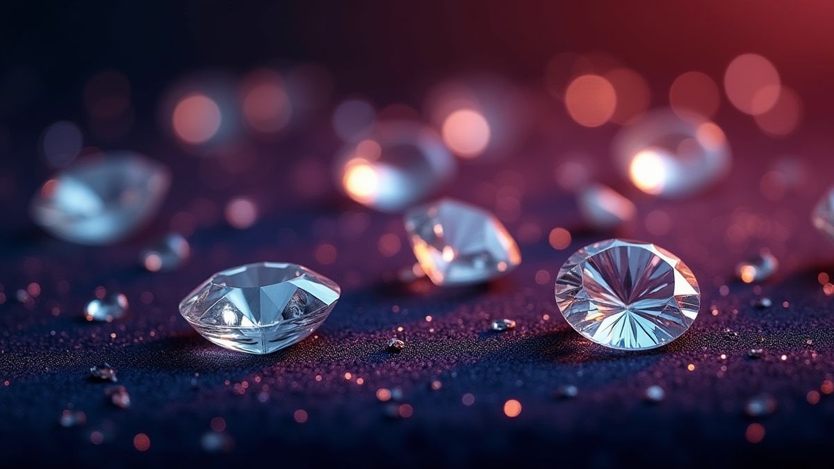 Diamantes brilhantes sobre uma superfície de terciopelo.