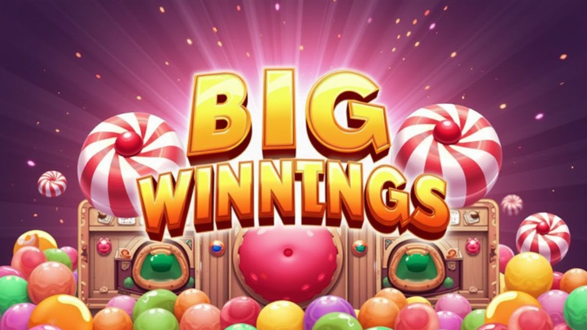 Animated representation of big prizes with candy themes.