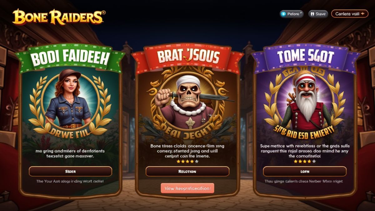 Um lobby de cassino online com banners coloridos de Bone Raiders.
