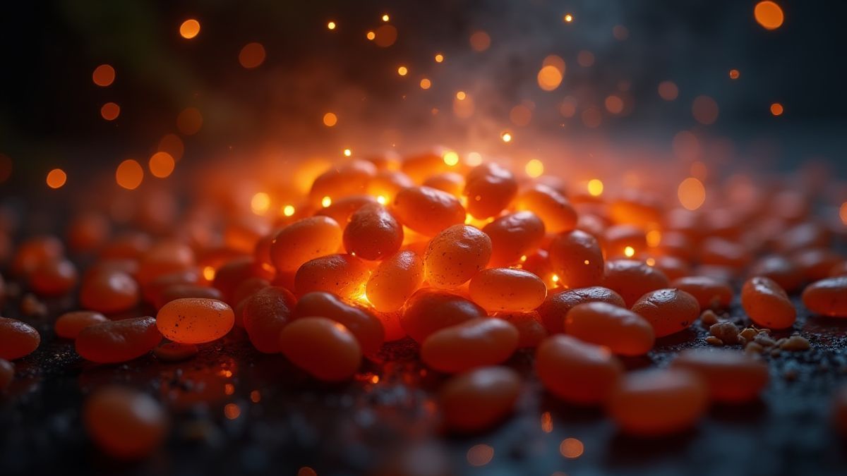 Magical beans glowing with special effects.
