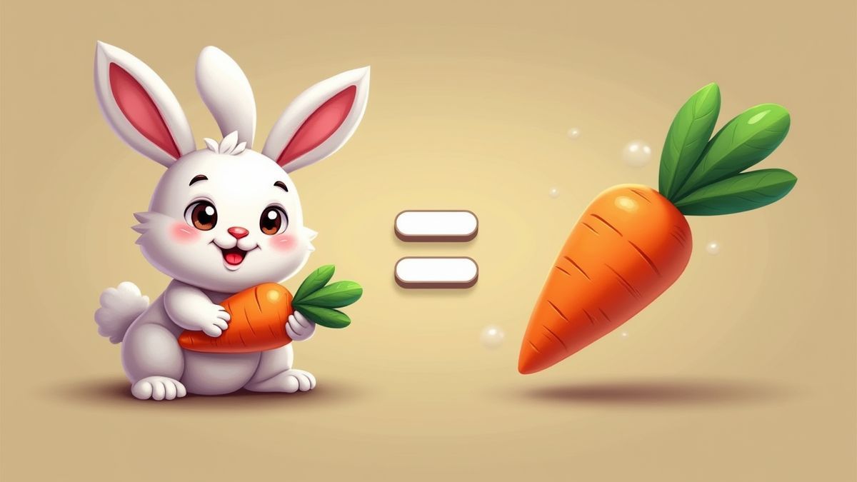 Un lapin animé tenant une carotte et un symbole multiplicateur.