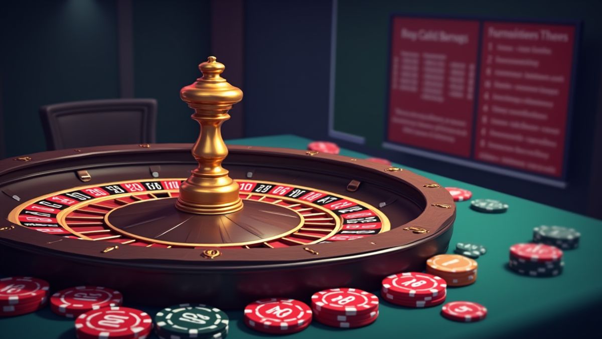 Roulette table with chips and visible statistics on screen.