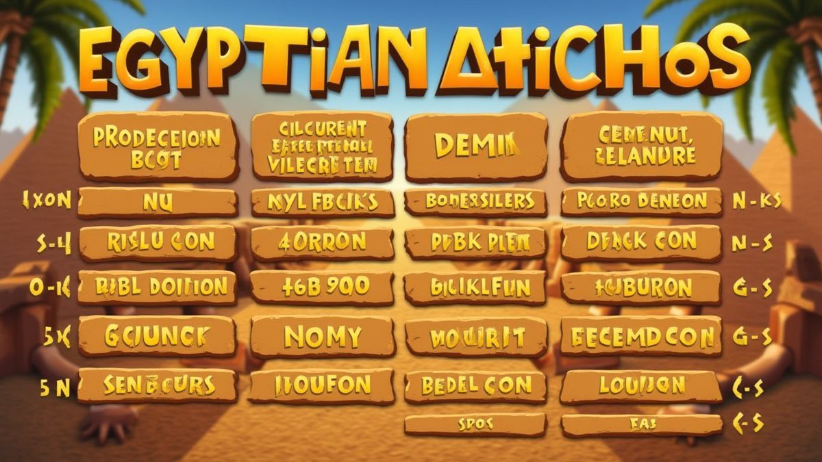 Tabla comparativa de slots con temática egipcia.