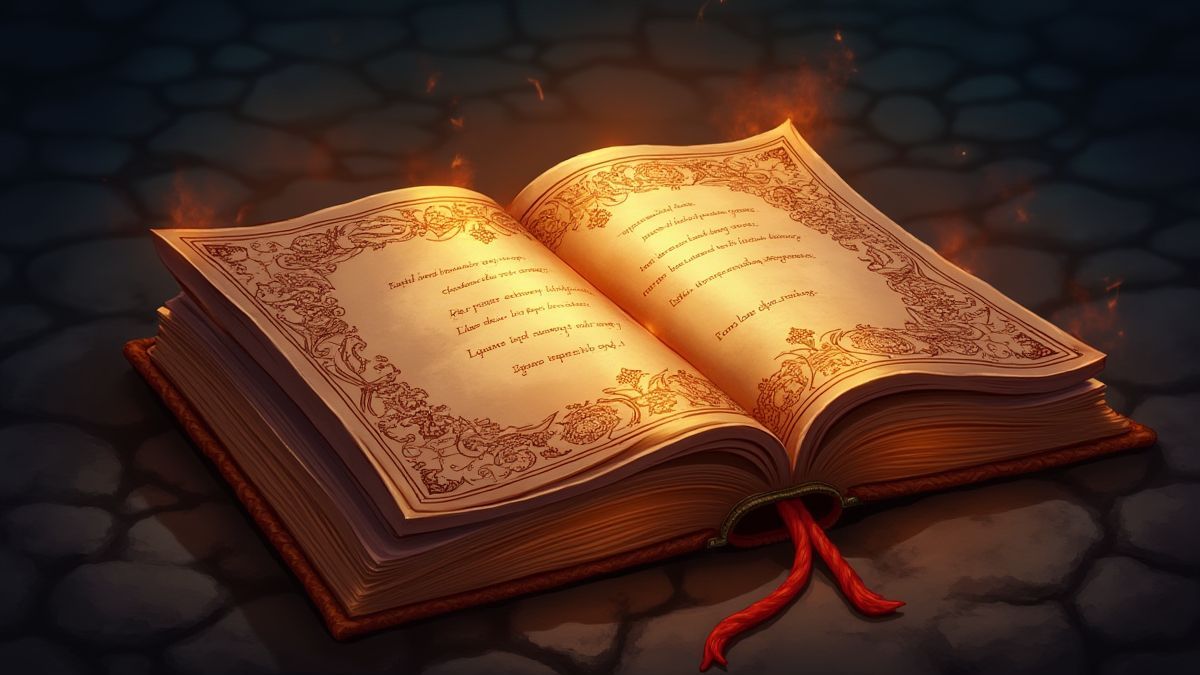 Magisches Buch mit leuchtenden Runen auf dem Cover