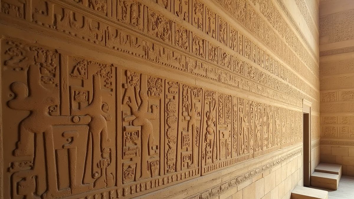 Detail van hiërogliefen in een oud Egyptisch tempel.