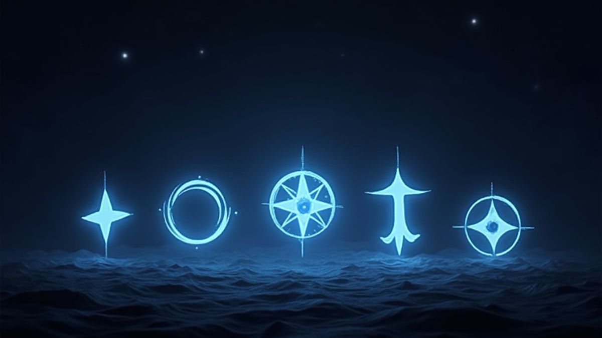 Mystical symbols glowing in the dark.