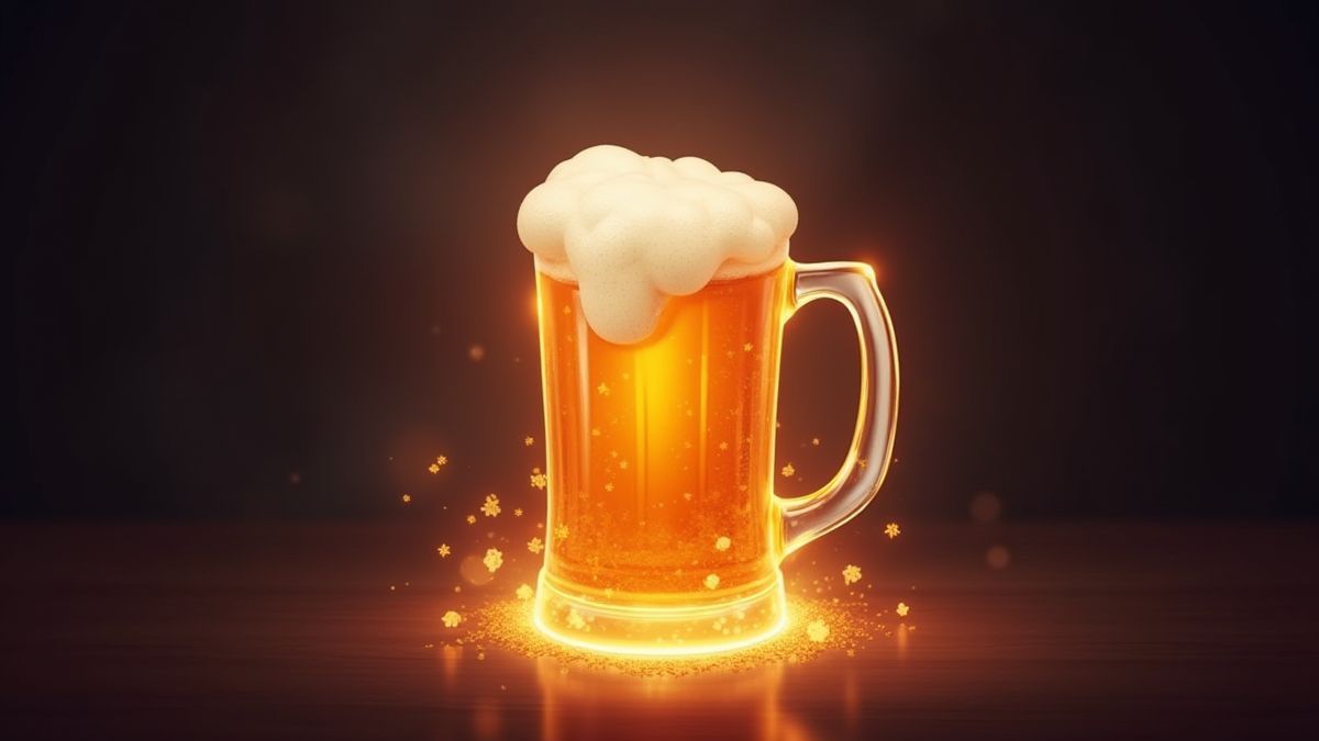 Symbole Scatter magique en forme de chope de bière brillante.