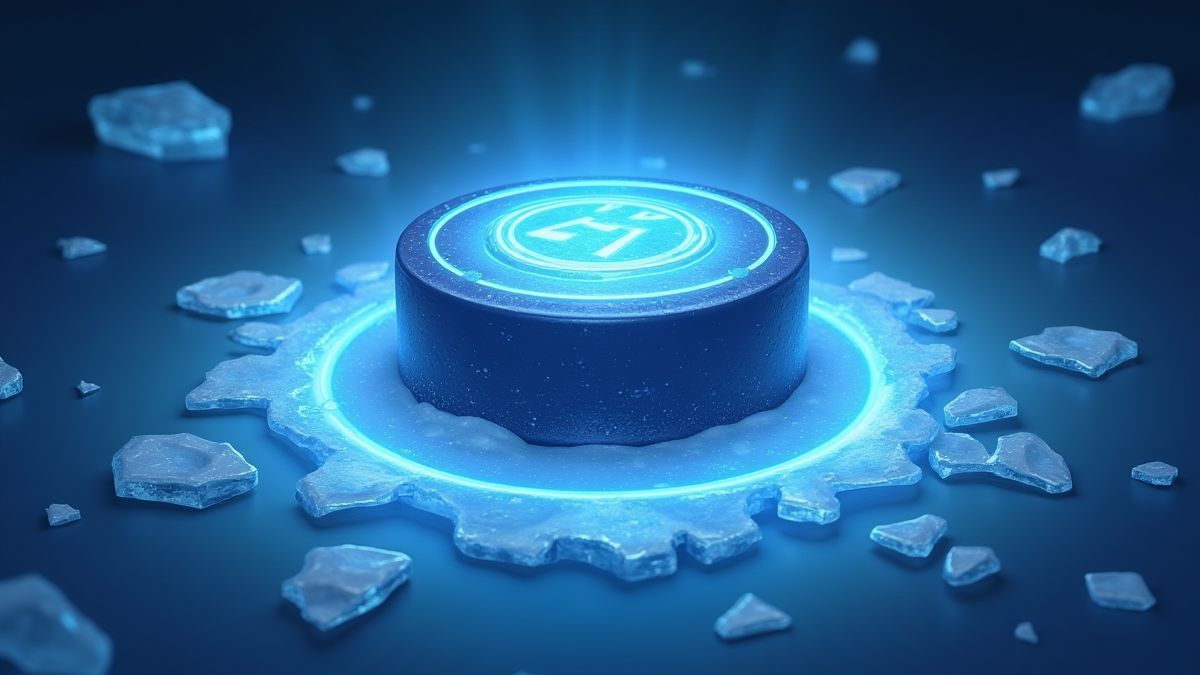 Un disco de hockey brillante rodeado de multiplicadores.