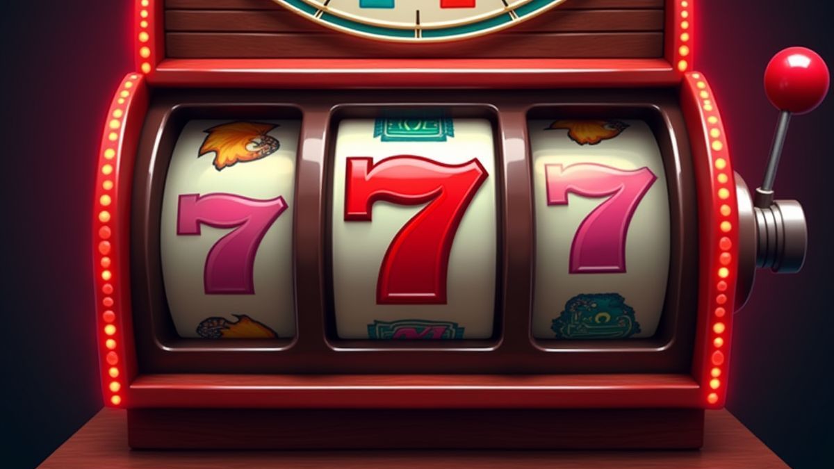 Retro slot machine with classic symbols.