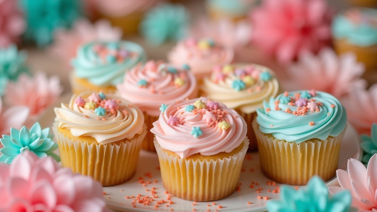 Cupcakes decorados con temática de boda.