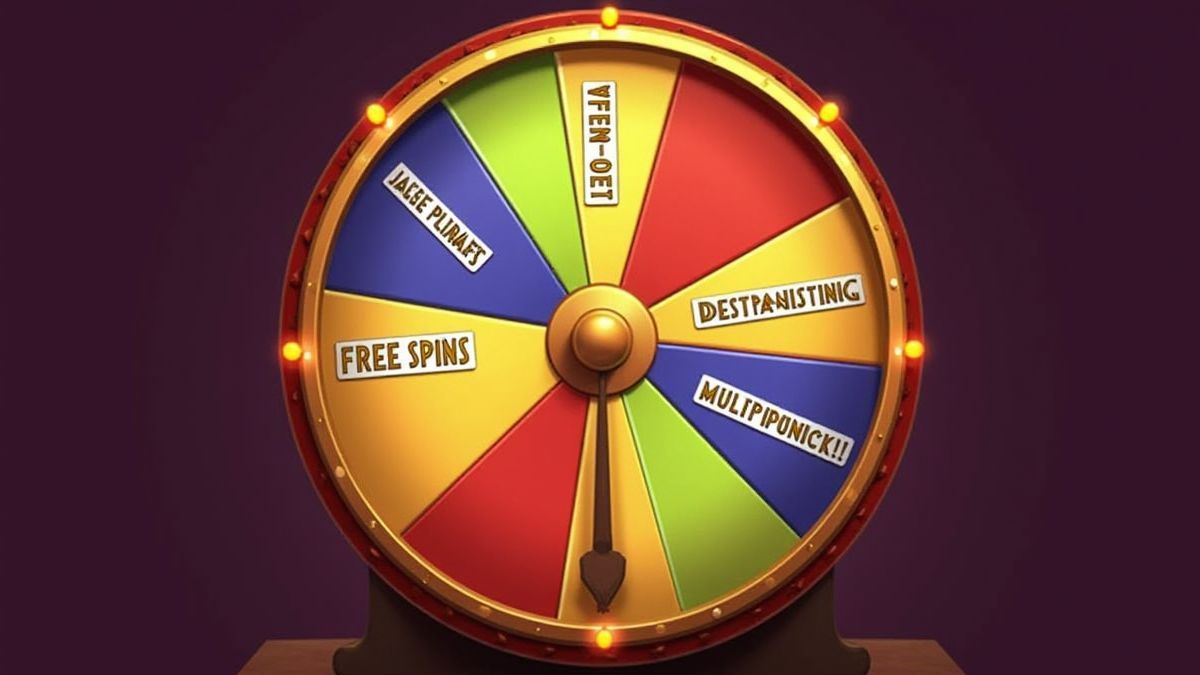 Rueda de la fortuna con múltiples opciones de premios.