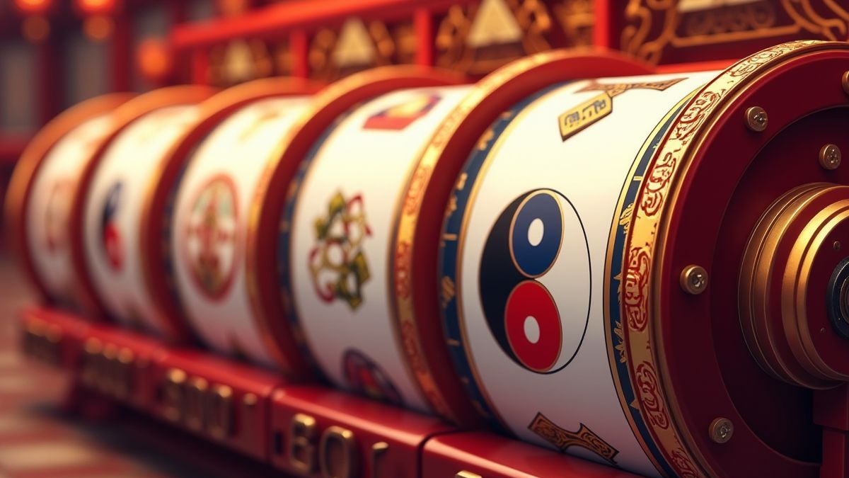 Rodillos de slot con símbolos de artes marciales
