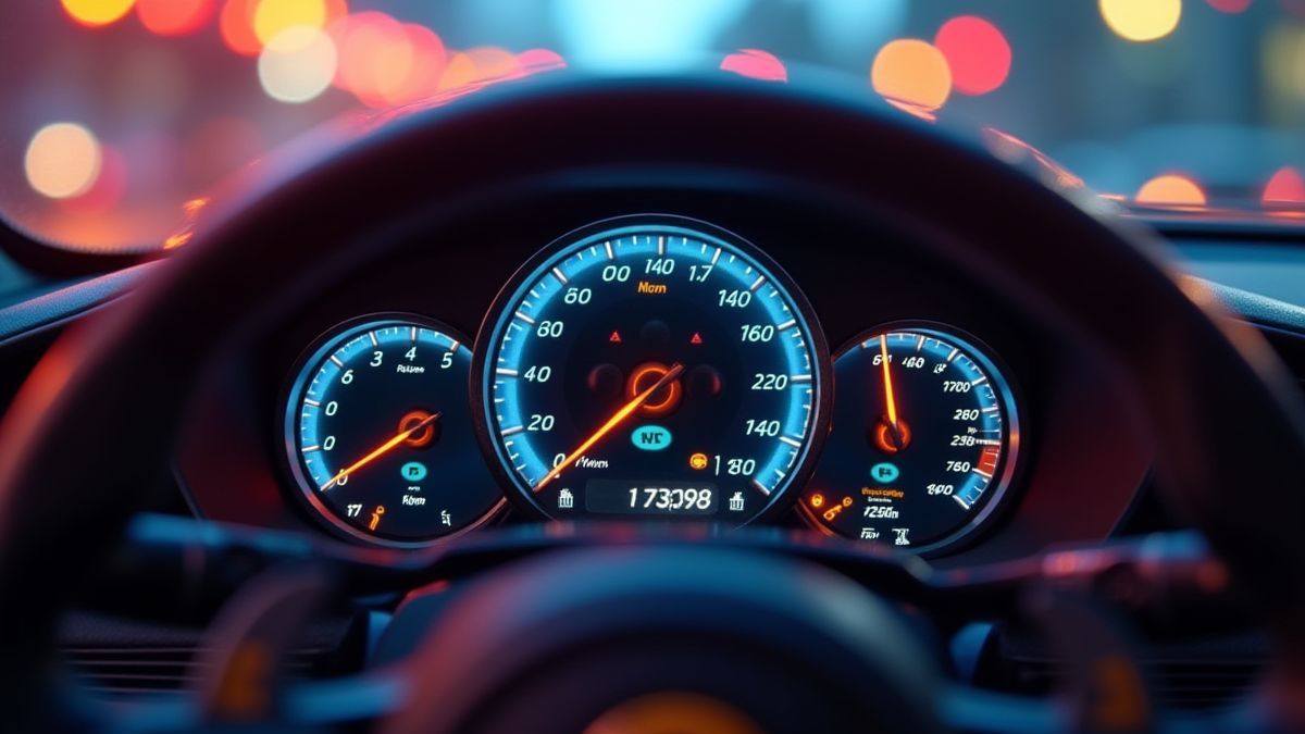 Animated dashboard of a race car