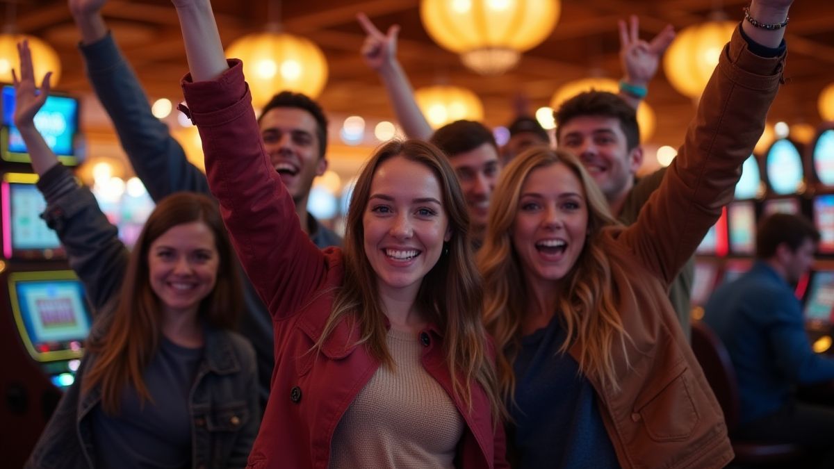 People celebrating in a prairie-themed environment.