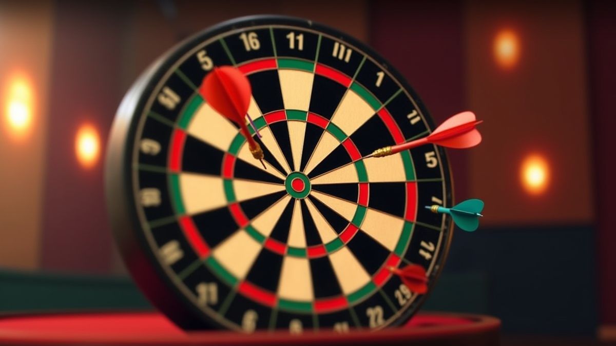 Dartboard with darts hitting the bullseye