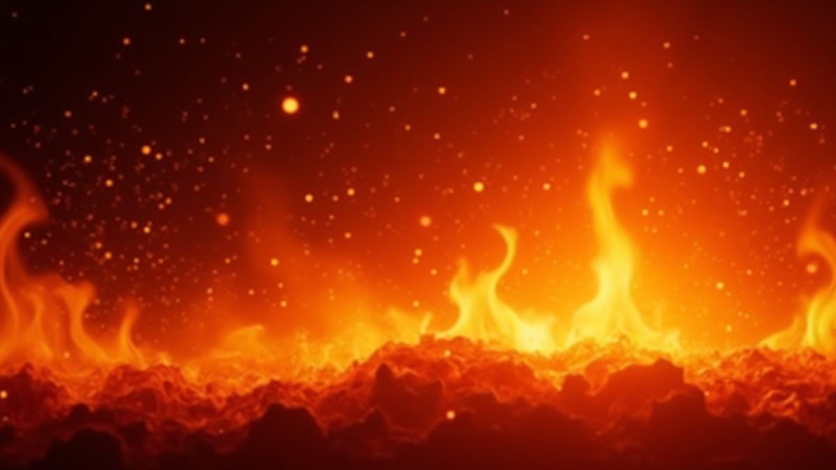 Fondo de fuego resplandeciente con chispas volando.