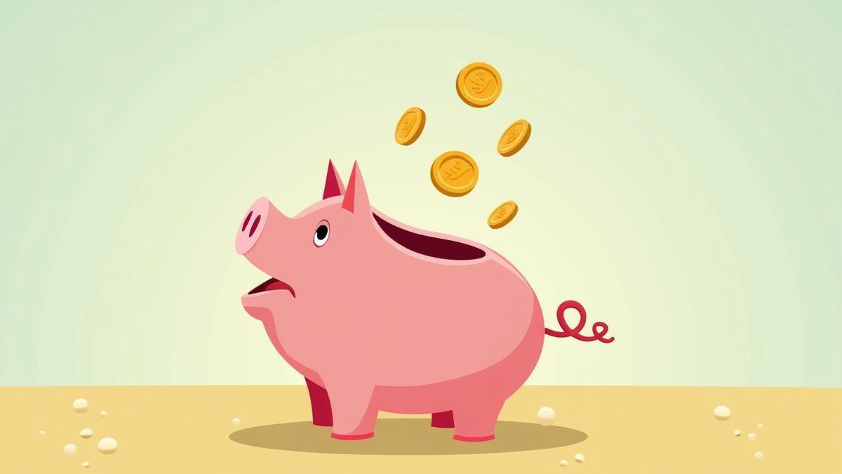 Porquinho animado se quebrando com moedas saindo.