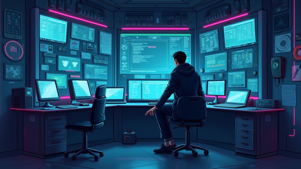 Um agente secreto em um laboratório de alta tecnologia.