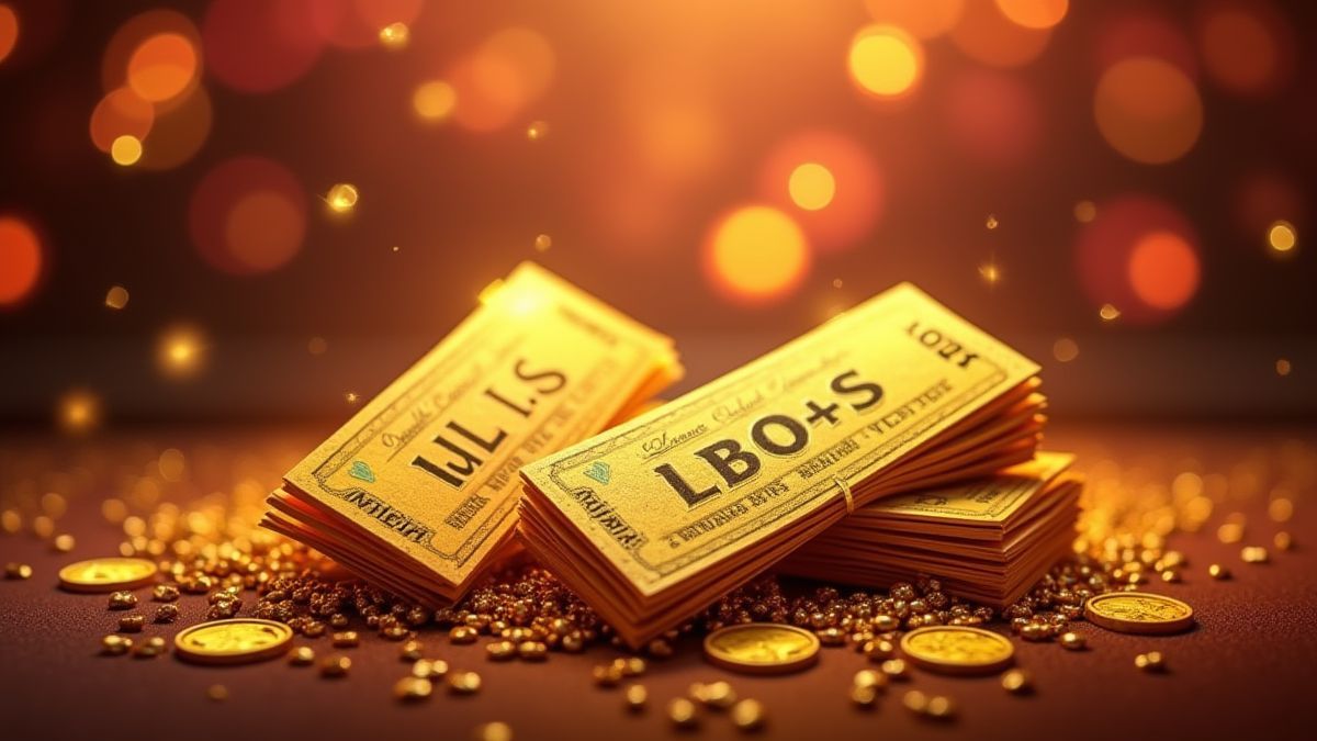 Gouden tickets in een glamoureuze casino-omgeving.