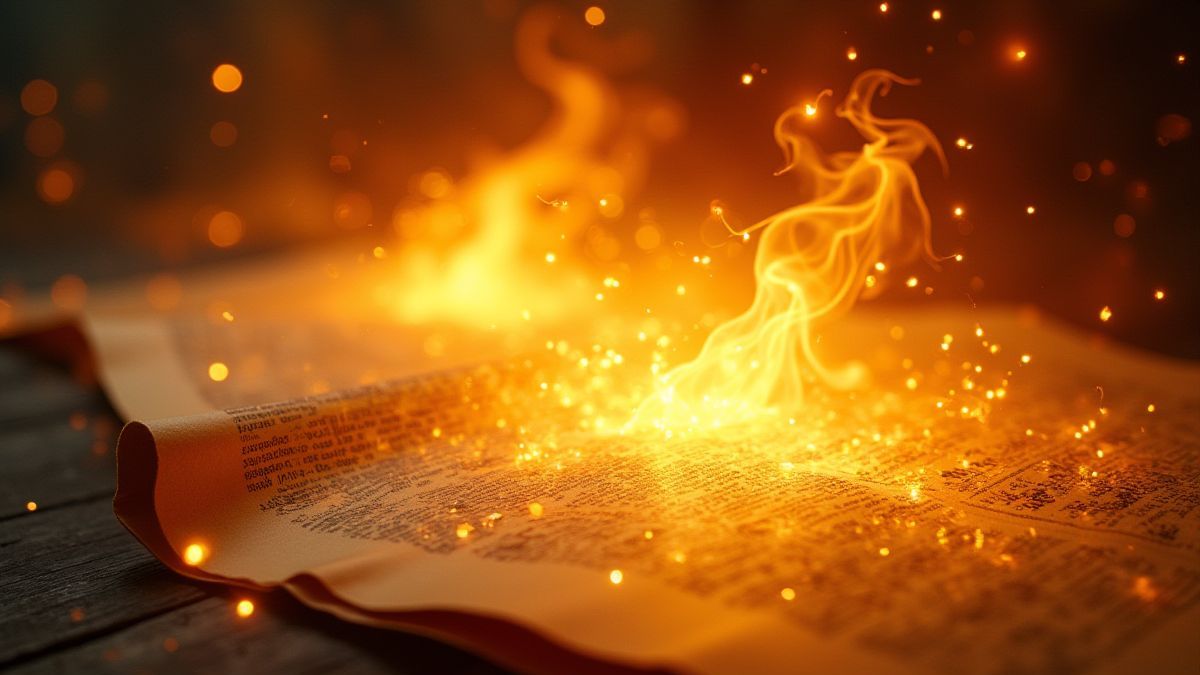 Un pergamino chino místico iluminado por luz dorada.