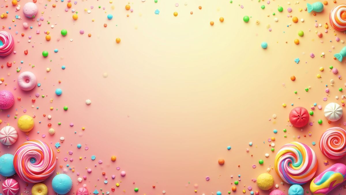 Bunte Süßigkeiten und Lutscher auf einem hellen Hintergrund.