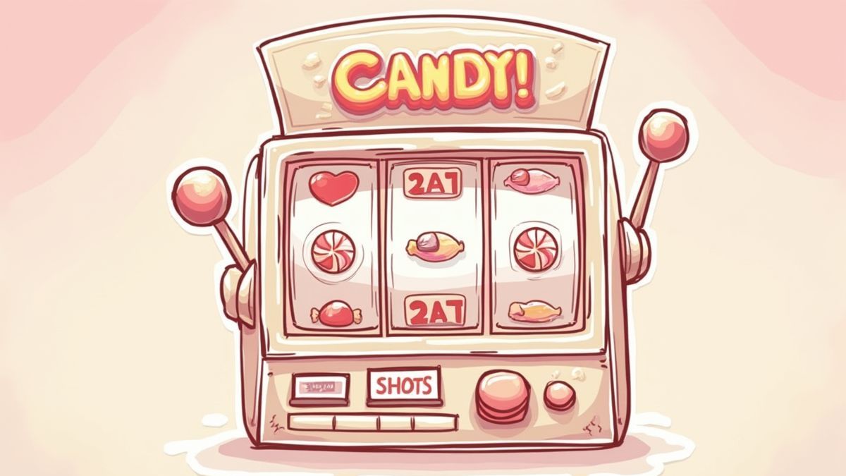 Interfaz sencilla de máquina tragamonedas con temática de caramelos