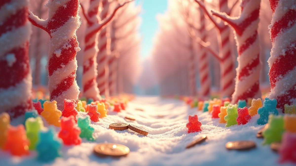 Snoepjesbos vol gummibeertjes en chocolade munten