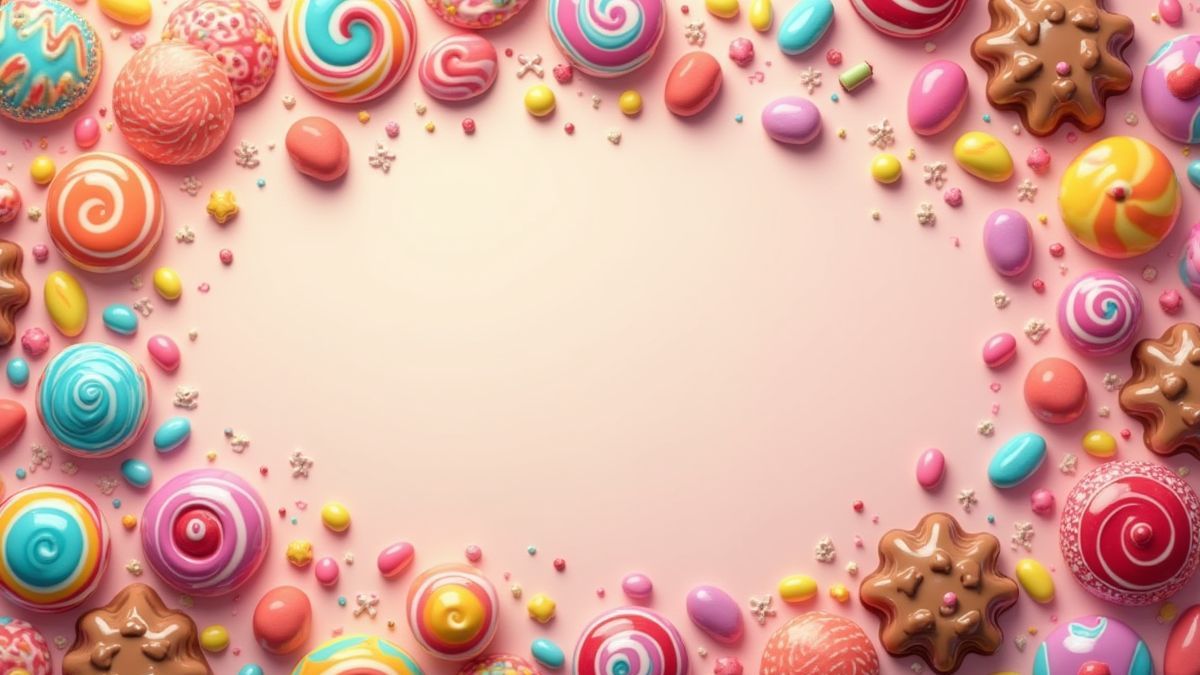 Background filled with vibrant and colorful candies.