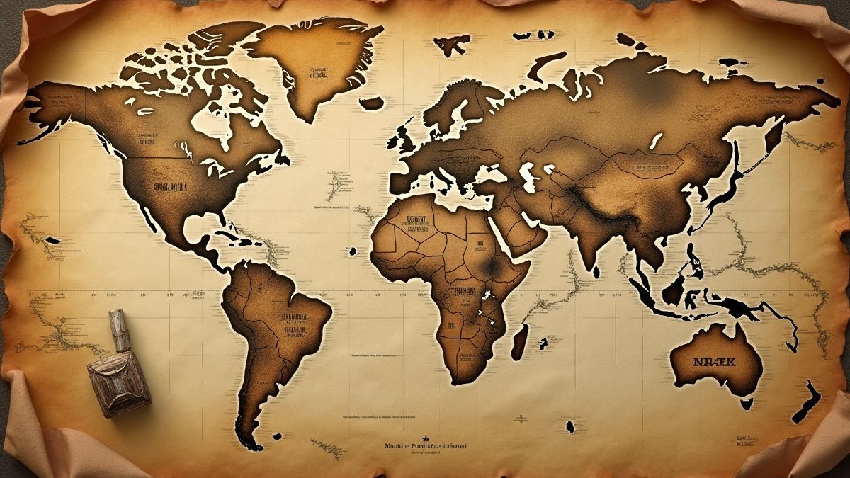 Detailed map with pirate routes and treasure marks.