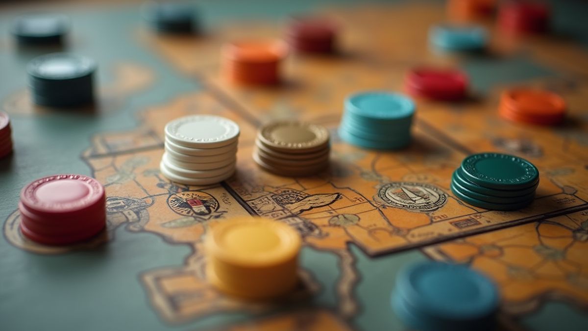Strategic betting board with chips placed.