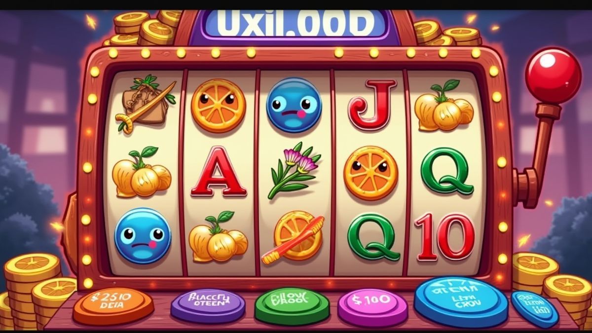 Interface da slot Cartoons com botões coloridos e animações divertidas.