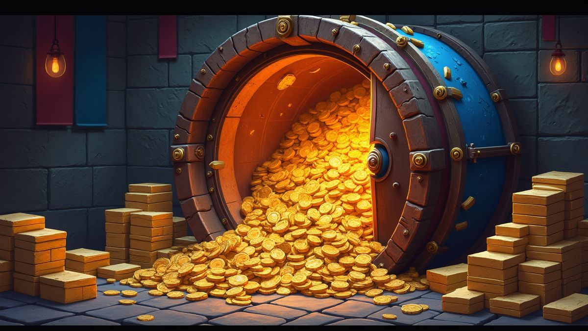 Una bóveda llena de riquezas y oro.