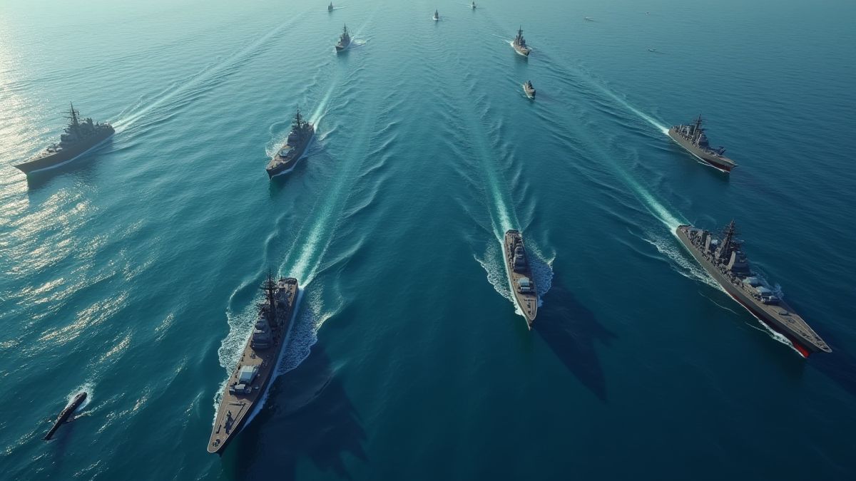 Mapa animado de barcos y submarinos.