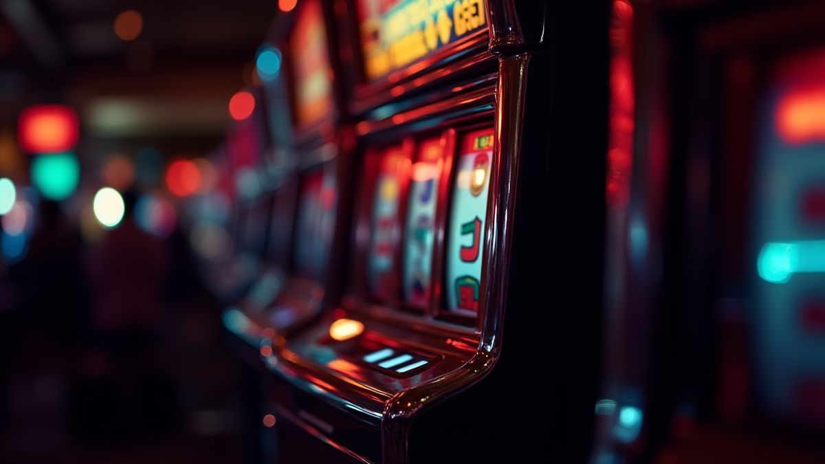 Máquina de slot retro com luzes brilhantes