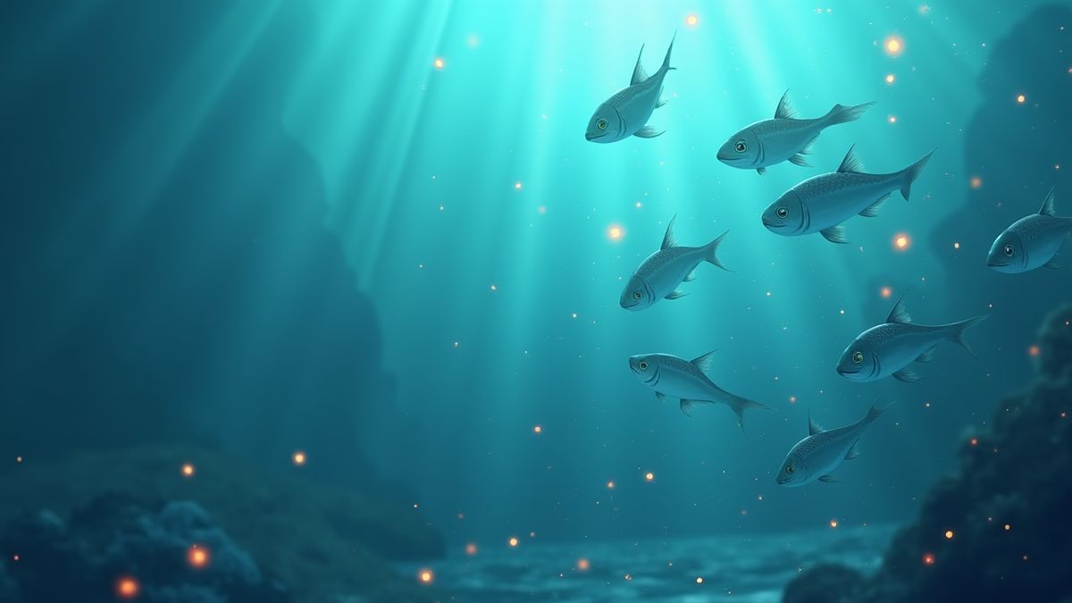 Scene of fish jumping out of water with bright multipliers.
