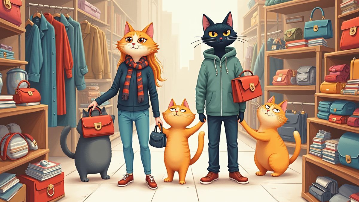 Boutiquen in New York mit Katzen, die Zubehör kaufen.