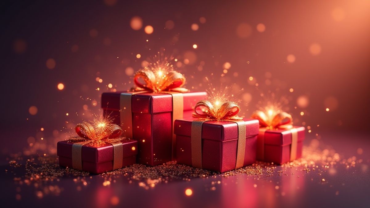 Luxusgeschenkkisten mit funkelnden Effekten.
