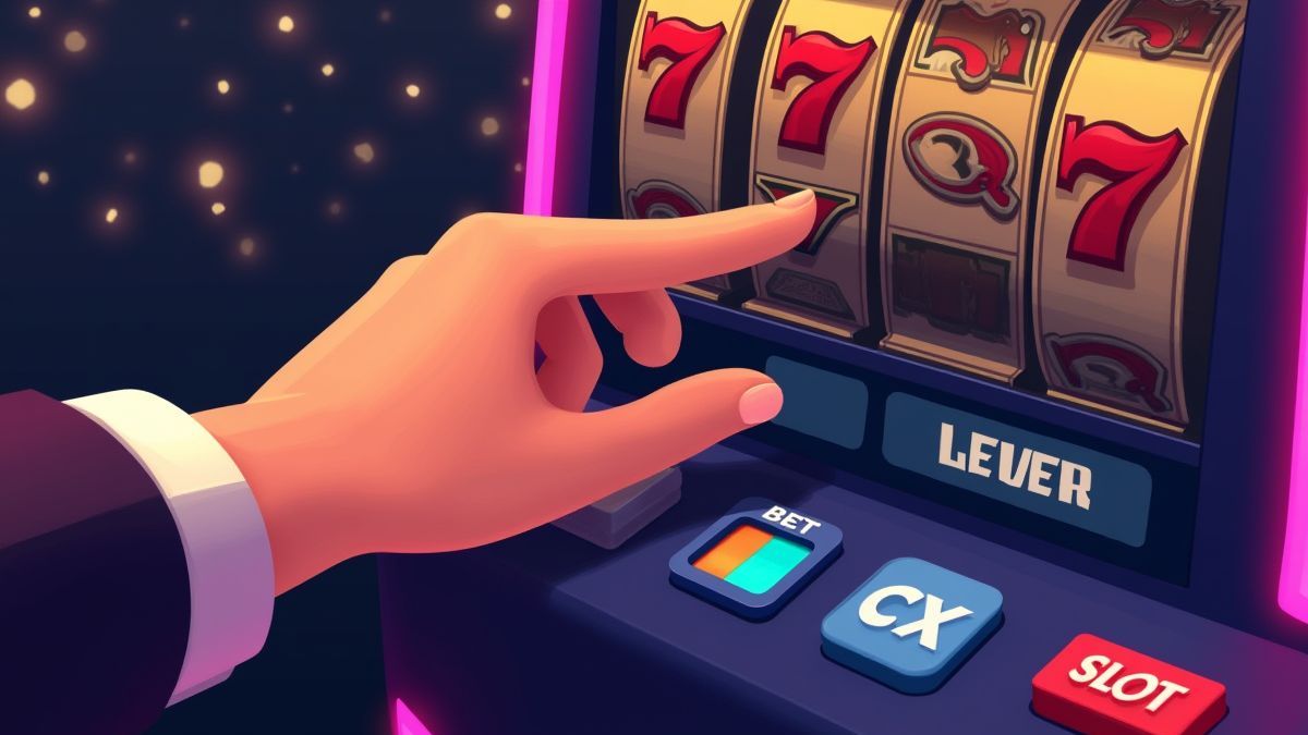 Mão ajustando o nível de aposta na interface de uma máquina caça-níqueis.