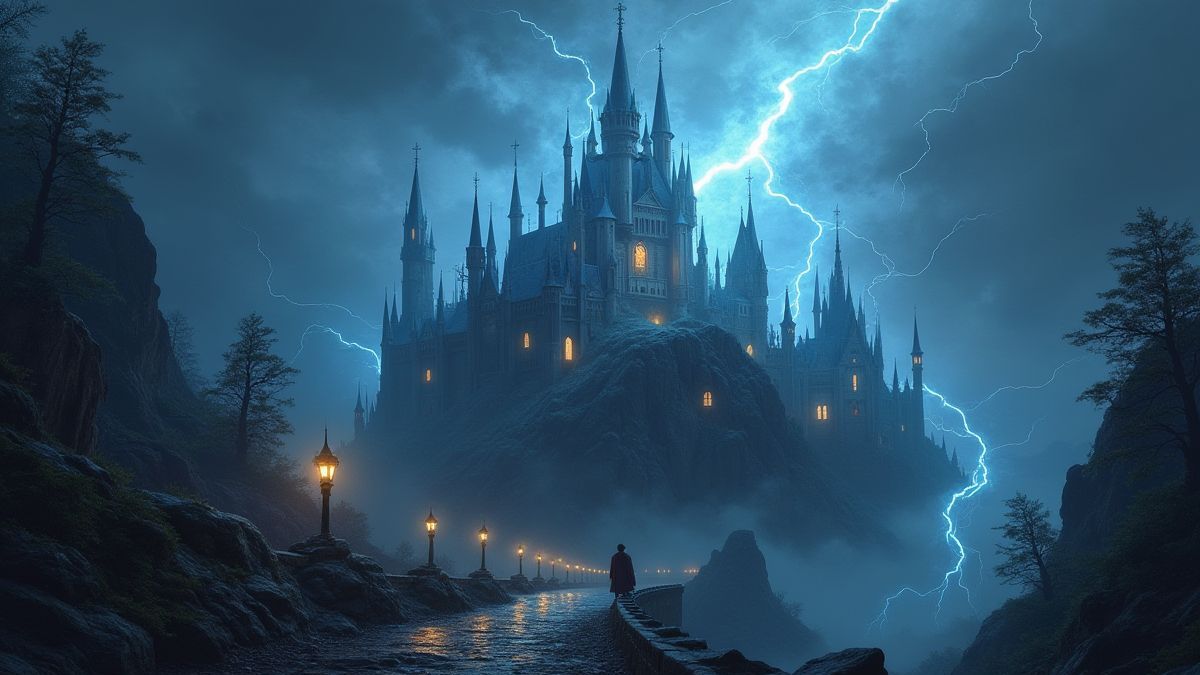 Mystisches Schloss umgeben von magischer Energie.